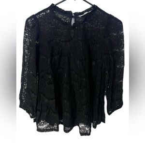 Monteau Los Angeles black lace overlay blouse
